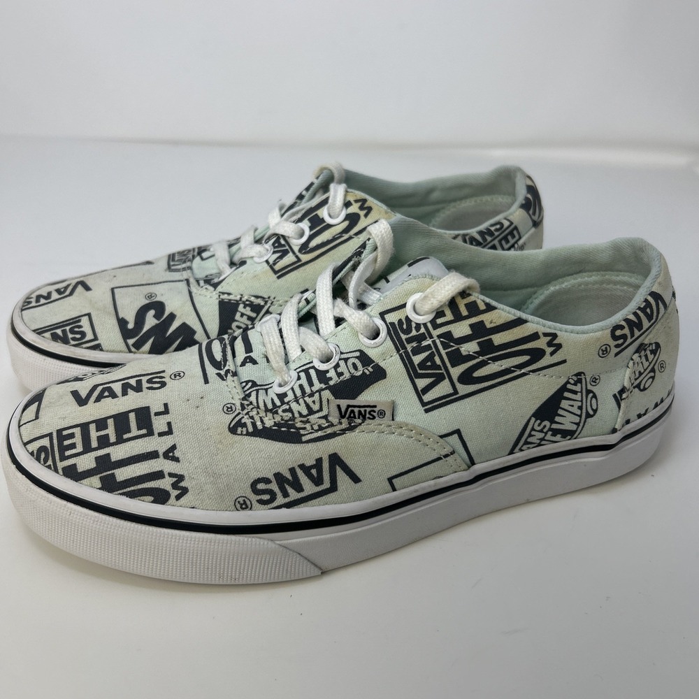 Vans Off The Wall Era Low Top Mint Green Black Logo Print Sneakers Womens Sz 6.5